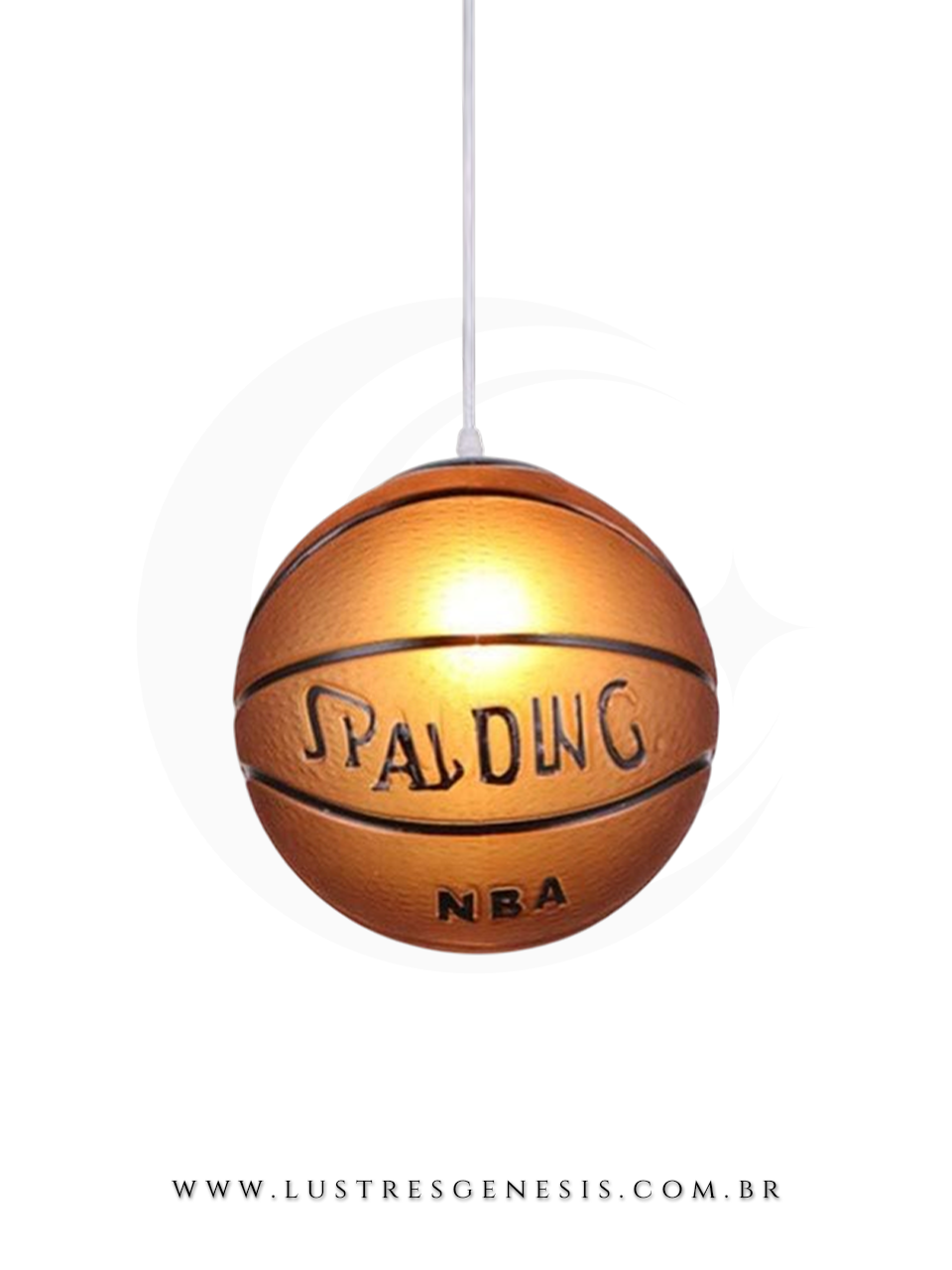 Pendente Bola Basquete Laranja Redondo Estilo Esportivo para Quarto Infantil Sala de Jogos Area Gamer Bar Decorativo e Area Gourmet